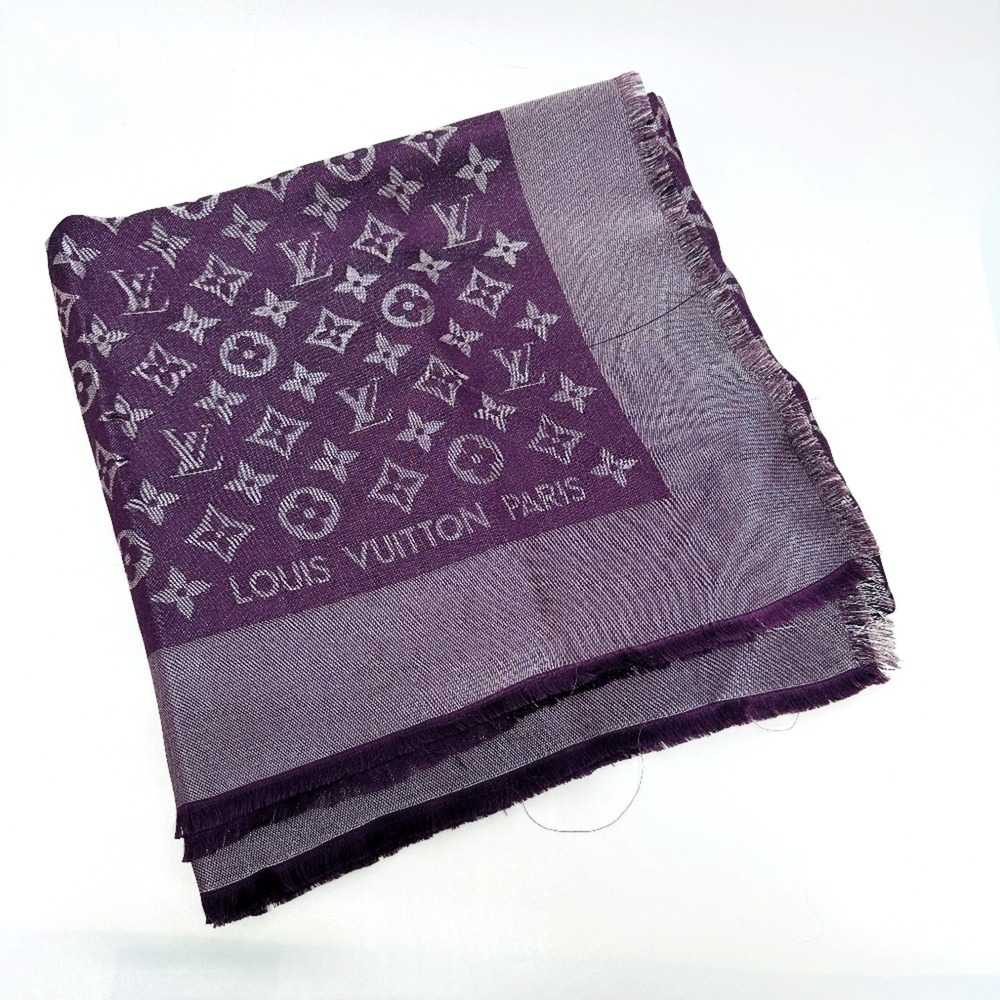 LOUIS VUITTON M75124 Monogram Shawl, Large Silk Stole, Women's, Purple